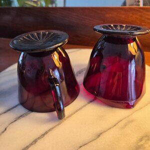 Anchor Hocking Royal Ruby Red Glass Footed Sugar & Creamer Art Deco VIDEO